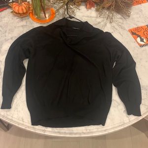 Canali Long-Sleeve knitted Three-Button Polo Sweater black